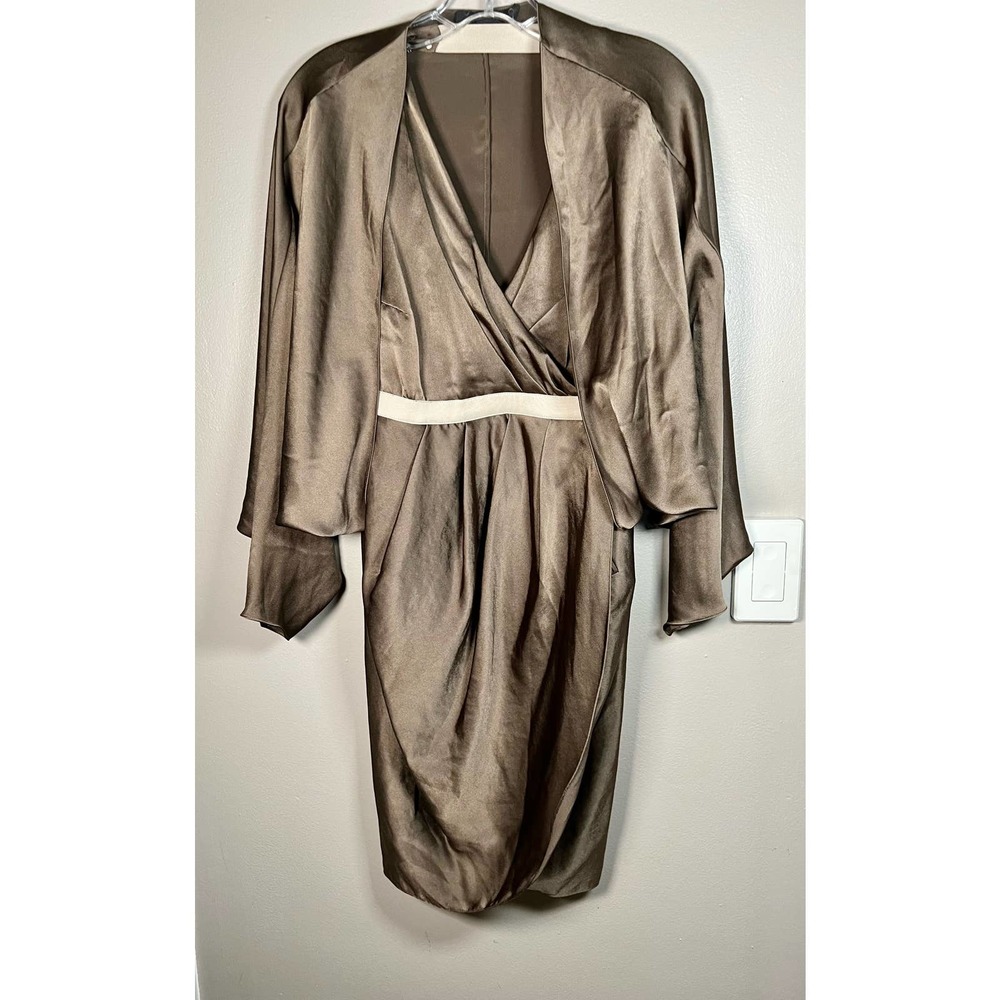Alexander Wang Satin Charmeuse Batwing Halter Dress $1600 size 6 - Picture 4 of 12